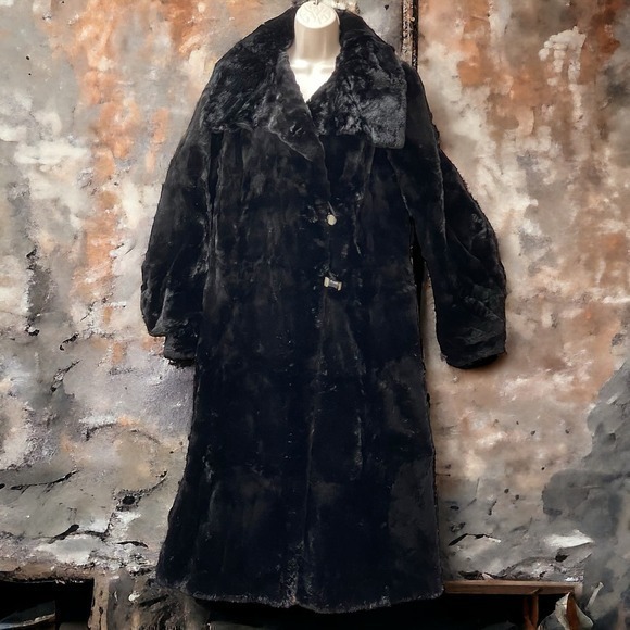Vintage 1930s Velvet Soft Sheared Black Fur Coat Jacket Sz Small by Blum Bros - Picture 1 of 16